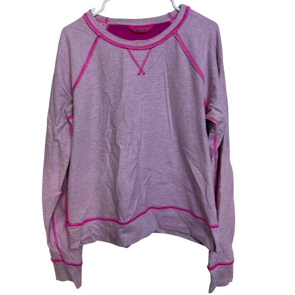 Lululemon Womens Pink Heathered LS Activewear Top Thumbholes L Athleisure Yoga